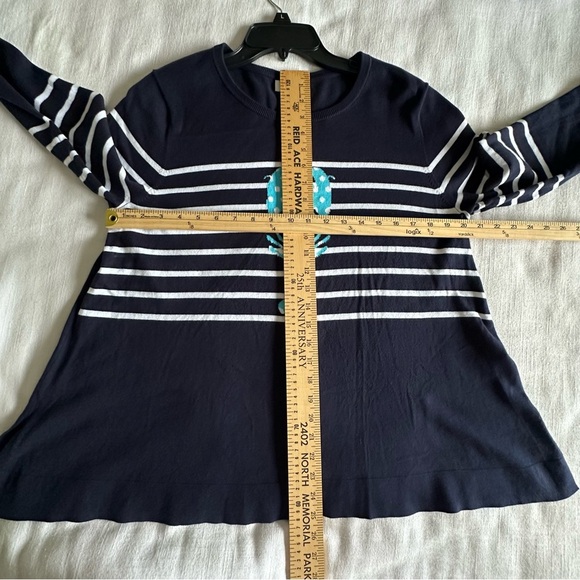 Fisherman Sweater Womens Large Navy Stripe Lobster Nautical Pullover Cape Cod - Picture 3 of 7